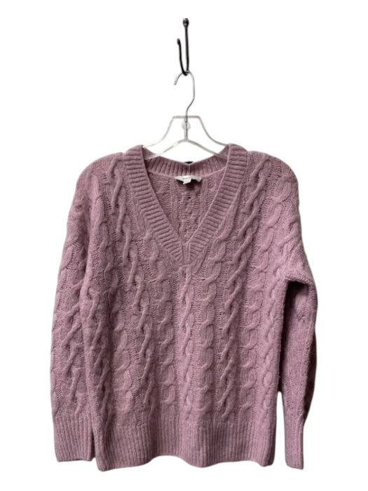 Vince Size XXS Blush Alpaca Blend Cable Knit V Neck Ribbed Accents Sweater Blush / XXS