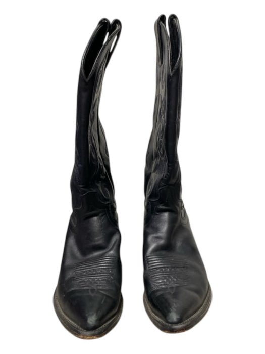 Justin Shoe Size Est 7.5 Black Leather Cowboy Pointed Toe Mid Calf Western Boots Black / Est 7.5