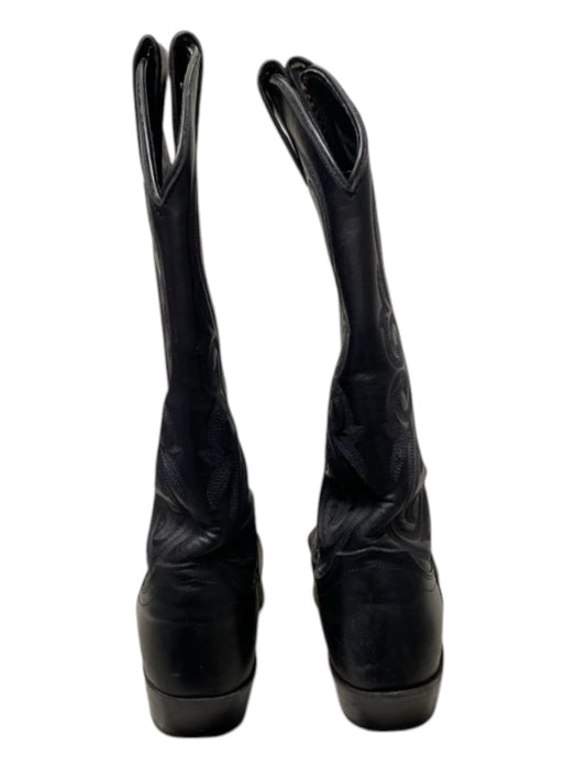 Justin Shoe Size Est 7.5 Black Leather Cowboy Pointed Toe Mid Calf Western Boots Black / Est 7.5