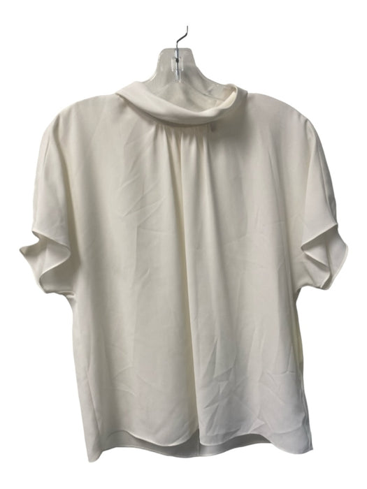 Vince Camuto Size S White Polyester Mock Neck Back Button Semi Sheer Top White / S