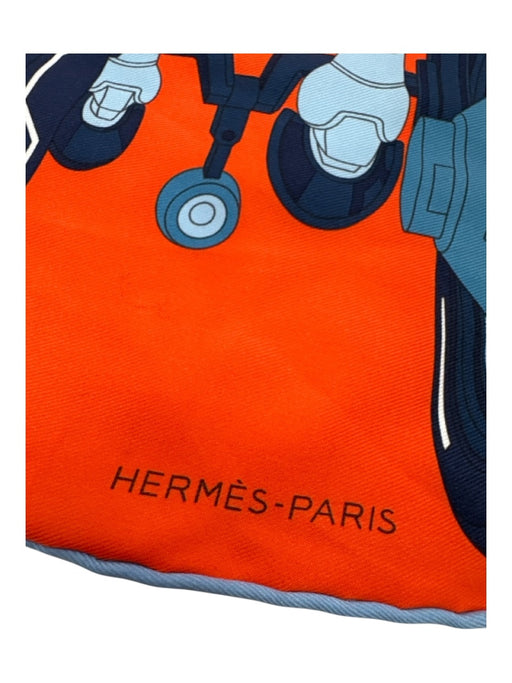 Hermes Blue & Orange Silk Horse scarf Blue & Orange / Small