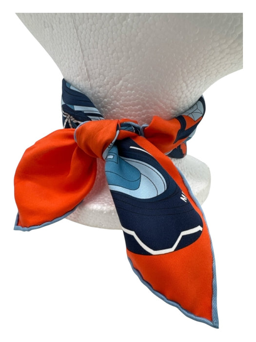 Hermes Blue & Orange Silk Horse scarf Blue & Orange / Small