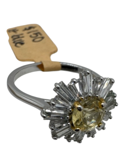 Swarovski Silver & Yellow 585 White Gold Crystal Sunburst Ring Silver & Yellow