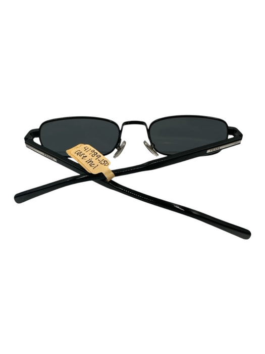 Prada Black Acetate Polarized Small Rectangle Sunglasses Black