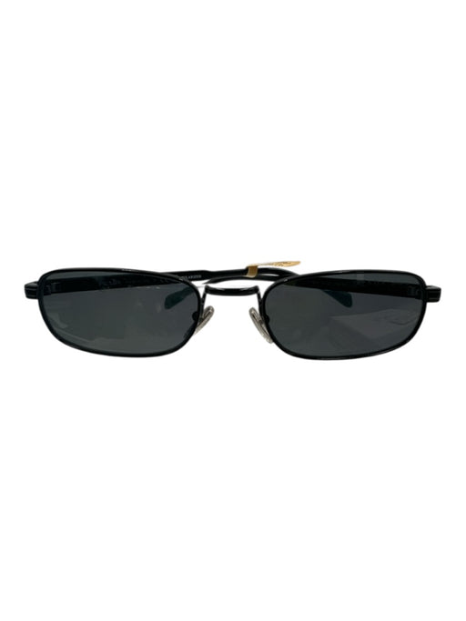 Prada Black Acetate Polarized Small Rectangle Sunglasses Black