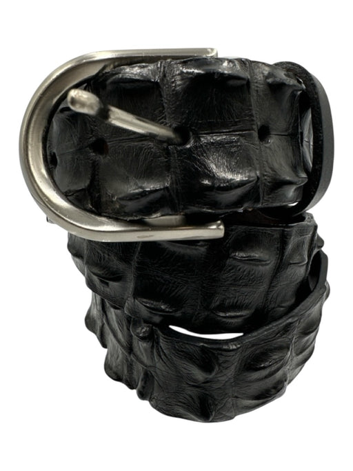 W. Kleinberg Black Alligator Leather Silver Tone Buckle Round Belts Black / EST 38