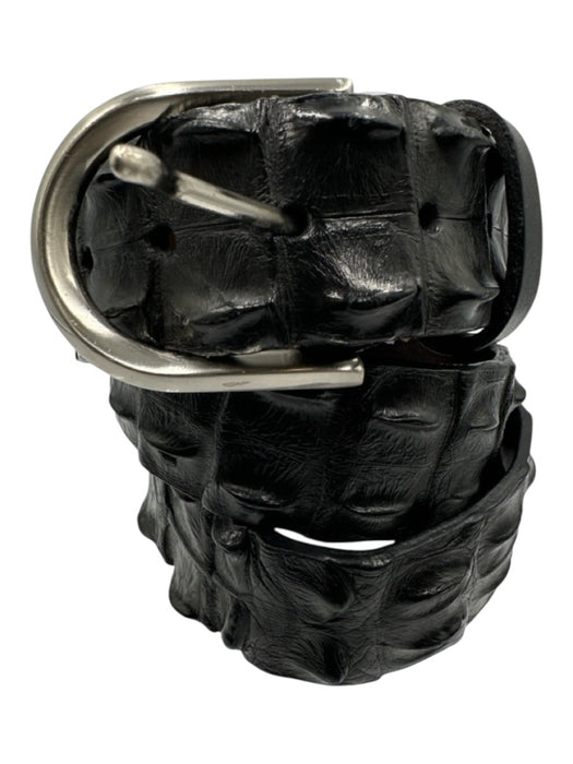 W. Kleinberg Black Alligator Leather Silver Tone Buckle Round Belts Black / EST 38
