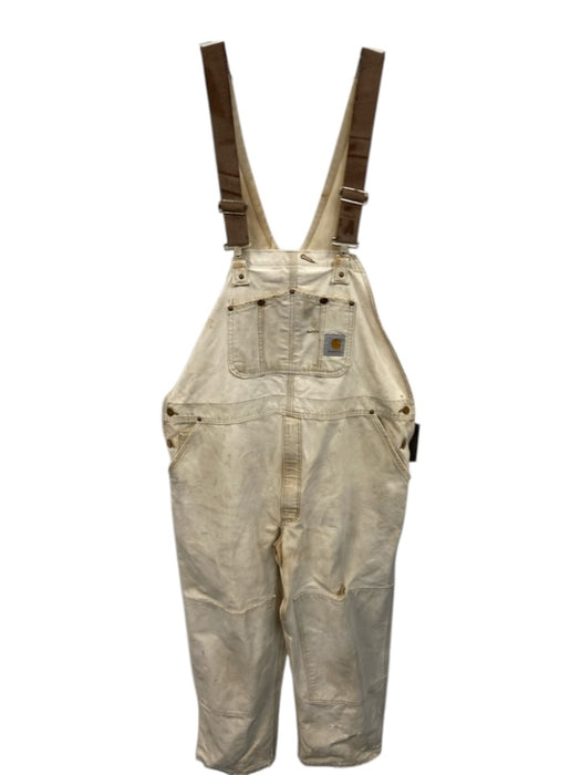 Carhartt AS IS Size Est L Beige Cotton Distressed Overalls Men's Jacket Beige / Est L