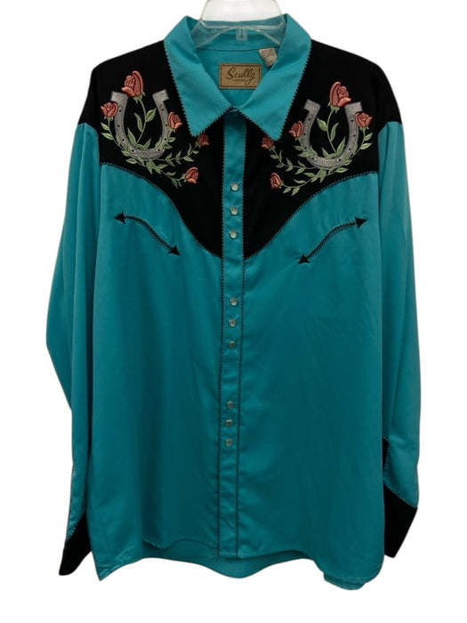 Scully Size XXL Blue Cotton Blend Western Button Up Men's Long Sleeve Shirt Blue / XXL