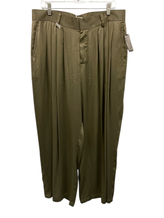 Salt Murphy NWT Size XL Green Silk Solid Pleats Dress Men's Pants Green / XL