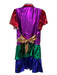 Queen of Sparkles Size 2XL Red Green Blue Purple Polyester Colorblock Dress Red Green Blue Purple / 2XL