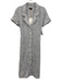 Quince Size S Blue & White Linen Short Sleeve Stripe Buttons Midi Dress Blue & White / S