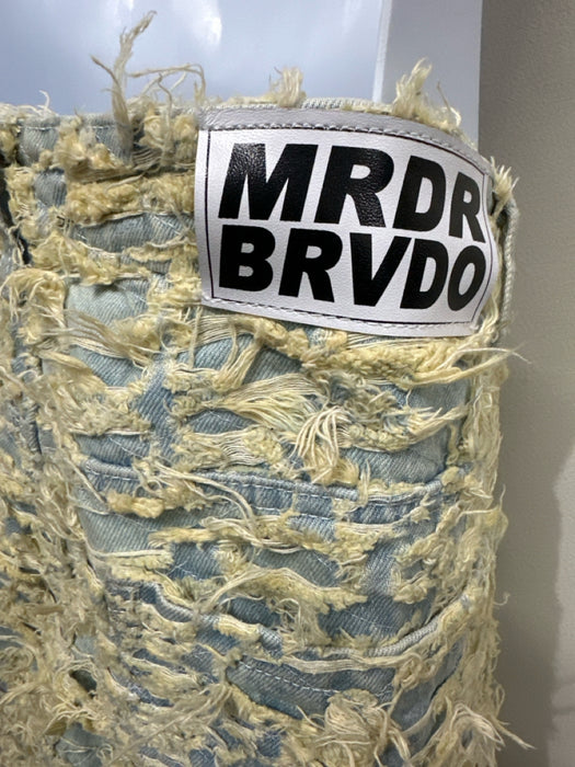 Who Decides War Size 38 Light Wash Cotton Embroidered Jean Wide Leg Men's Pants