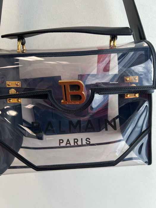 Balmain Clear & Black PVC Leather trim Shoulder & Crossbody Straps Bag