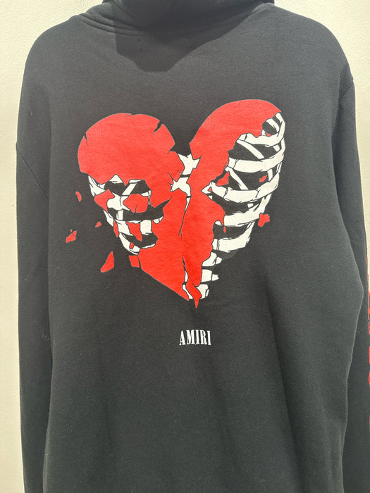 Amiri Size XS Black & Red Cotton Painted Hoodie Sweatshirt