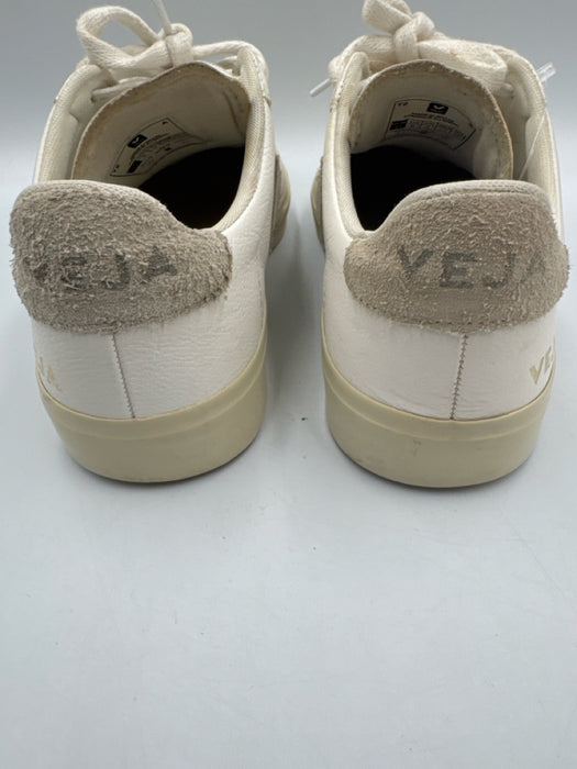 Veja Shoe Size 6 White & Beige Leather Suede Low Top Lace Up Sneakers