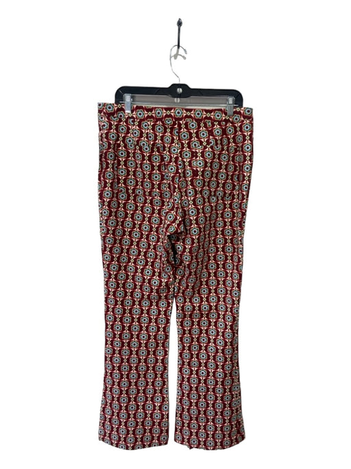 Maeve Size 12 Red & Multi Viscose Blend Zip Fly Floral Flare Pants Red & Multi / 12