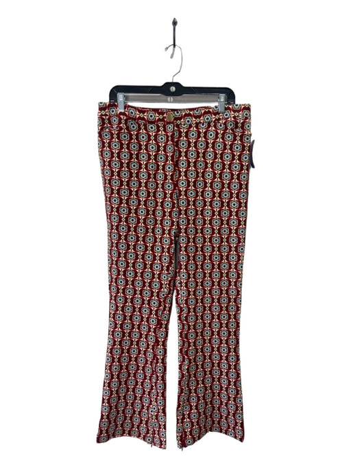 Maeve Size 12 Red & Multi Viscose Blend Zip Fly Floral Flare Pants Red & Multi / 12