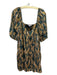 Lavender Brown Size L Green & Beige Polyester Jaguar Print Square Neck Dress Green & Beige / L