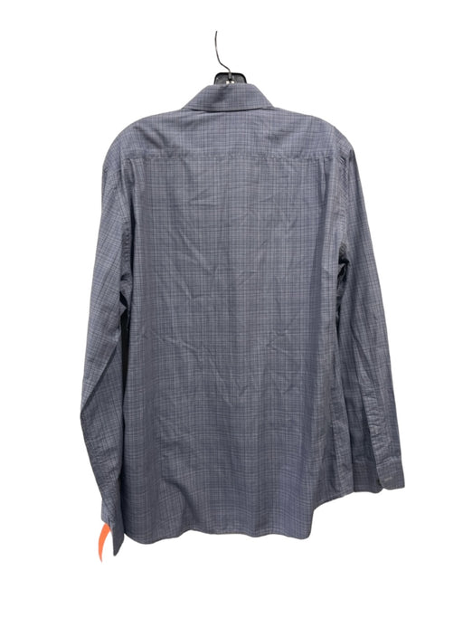 Ermenegildo Zegna Size M Blue Cotton Striped Button Up Men's Long Sleeve Shirt M