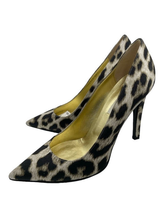 Stella McCartney Shoe Size 38.5 Black & White Satin Cheetah Pointed Toe Pumps Black & White / 38.5