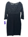 Adriana Papell Size 6 Black Polyester Long Sleeve Pleated Sheer Detail Dress Black / 6