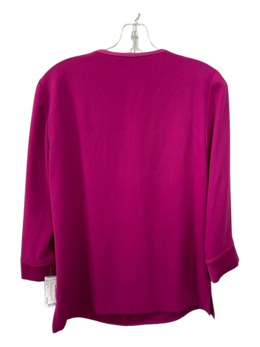 Trina Turk Size M Fuschia Pink Polyester V Neck seam detail 3/4 Sleeve Top Fuschia Pink / M