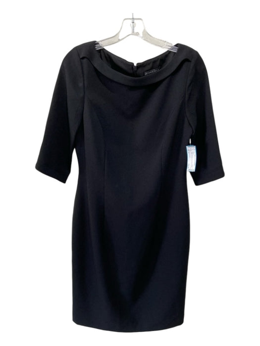 Antonio Melani Size 6 Black Polyester Wide Neck Princess Seams 1/2 sleeve Dress Black / 6