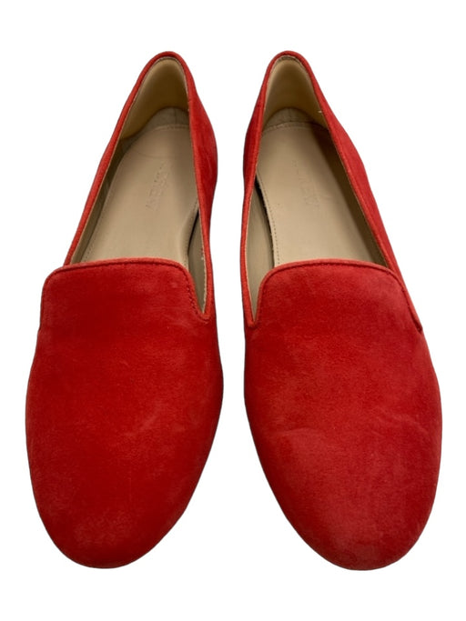 J Crew Shoe Size 7 Red Orange Suede round toe Slip On Flats Red Orange / 7