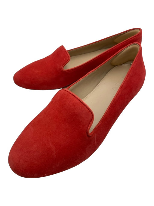 J Crew Shoe Size 7 Red Orange Suede round toe Slip On Flats Red Orange / 7