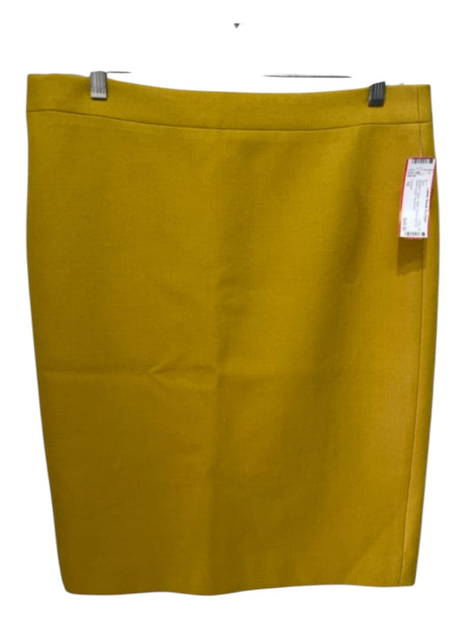 J Crew Size 10 Mustard Yellow Wool Pencil Back Zip Knee Length Skirt Mustard Yellow / 10