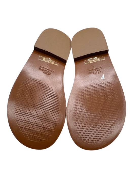J. Crew Shoe Size 7 Brown Leather Toe Strap Slingback Flat Sandals Brown / 7