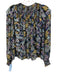Cinq a Sept Size XS Black & Multi Polyester Ruffle Floral Top Black & Multi / XS