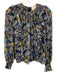 Cinq a Sept Size XS Black & Multi Polyester Ruffle Floral Top Black & Multi / XS