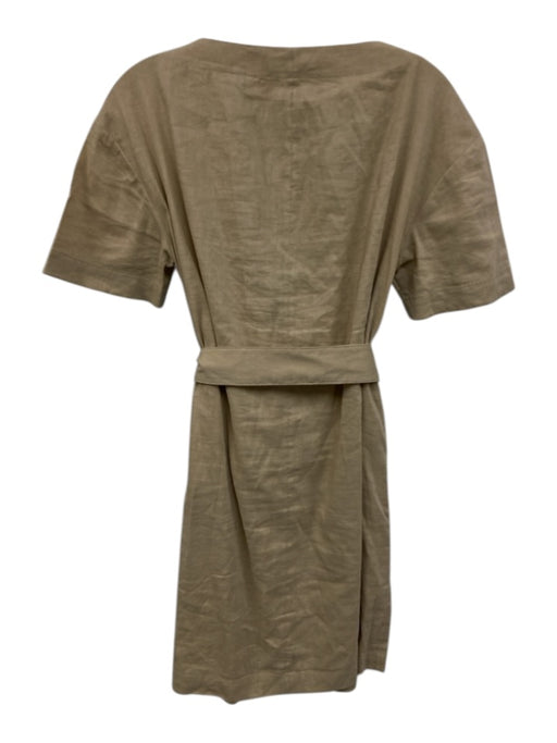 Theory Size 00 Beige Linen & Viscose Tie Waist Dress Beige / 00