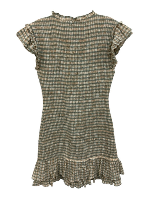 Veronica Beard Size 2 Beige & Multi Cotton Gingham smocked Ruffle Dress Beige & Multi / 2