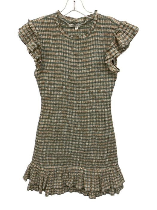 Veronica Beard Size 2 Beige & Multi Cotton Gingham smocked Ruffle Dress Beige & Multi / 2