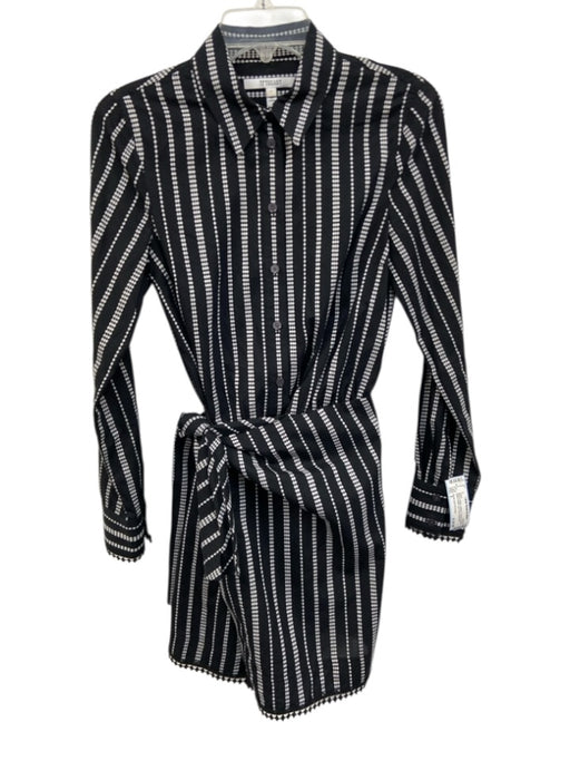 Derek Lam 10 Crosby Size 2 Black & White Cotton & Tencel Surplice Dress Black & White / 2