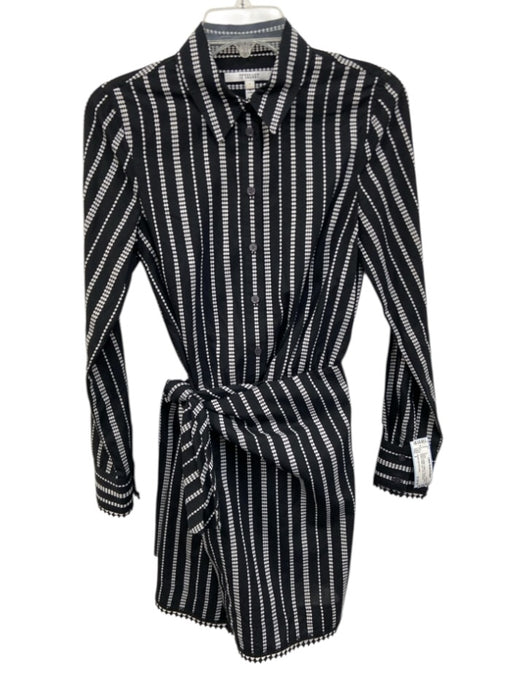 Derek Lam 10 Crosby Size 2 Black & White Cotton & Tencel Surplice Dress Black & White / 2