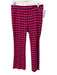 Alice + Olivia Size 8 Hot Pink & Black Polyester Elastic Waist Houndstooth Pants Hot Pink & Black / 8