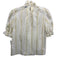 Sandro Size 6 White, Green, Pink Cotton & Polyester Short Puff Sleeve Top White, Green, Pink / 6