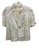 Sandro Size 6 White, Green, Pink Cotton & Polyester Short Puff Sleeve Top White, Green, Pink / 6