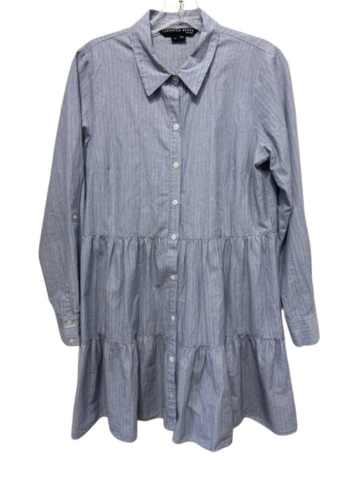 Veronica Beard Jeans Size M Blue, White, Gray Cotton Long Sleeve Buttons Dress Blue, White, Gray / M