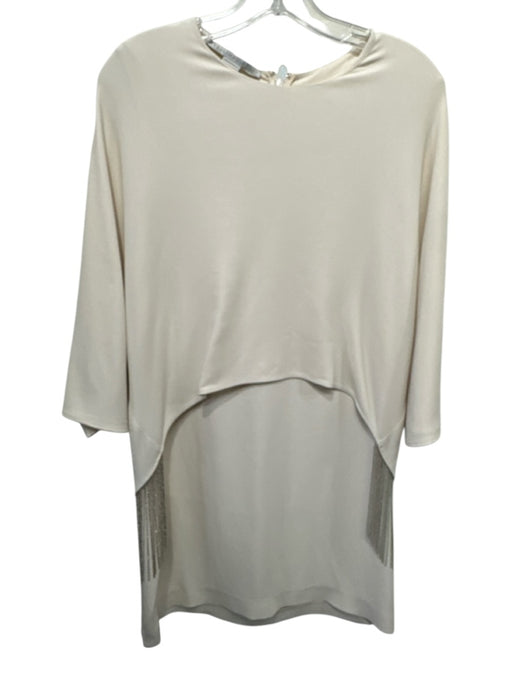 Stella McCartney Size 42 Champagne Gold Viscose & Acetate 3/4 Sleeve Beads Dress Champagne Gold / 42