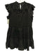 Veronica Beard Size 6 Black Ramie Ruffle Cap Sleeve Crochet Lace Tiered Dress Black / 6