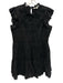 Veronica Beard Size 6 Black Ramie Ruffle Cap Sleeve Crochet Lace Tiered Dress Black / 6