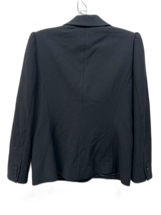 Rebecca Taylor Size 6 Black Viscose Blend Double Breasted Welt Pockets Jacket Black / 6