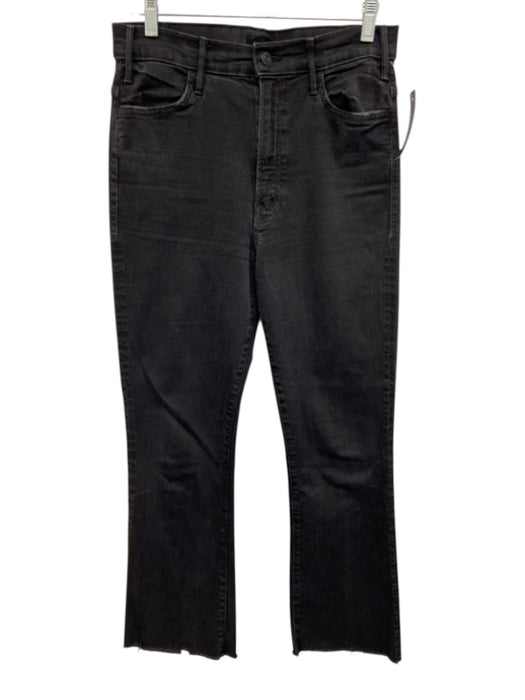 Mother Size 28 Black Cotton High Waist Cropped Flare Jeans Black / 28