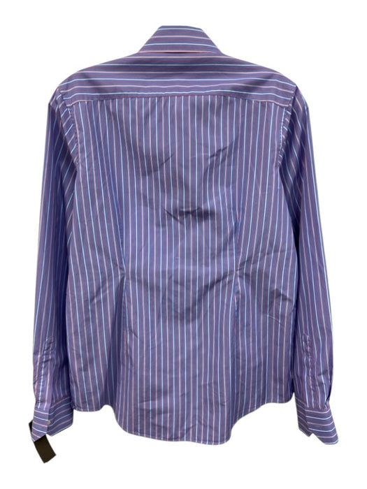 Ann Mashburn Size M Blue & Red Cotton Striped Button Long Sleeve Top Blue & Red / M