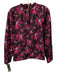 Ulla Johnson Size 8 Black, Pink & Purple Cotton Floral Back Keyhole Top Black, Pink & Purple / 8
